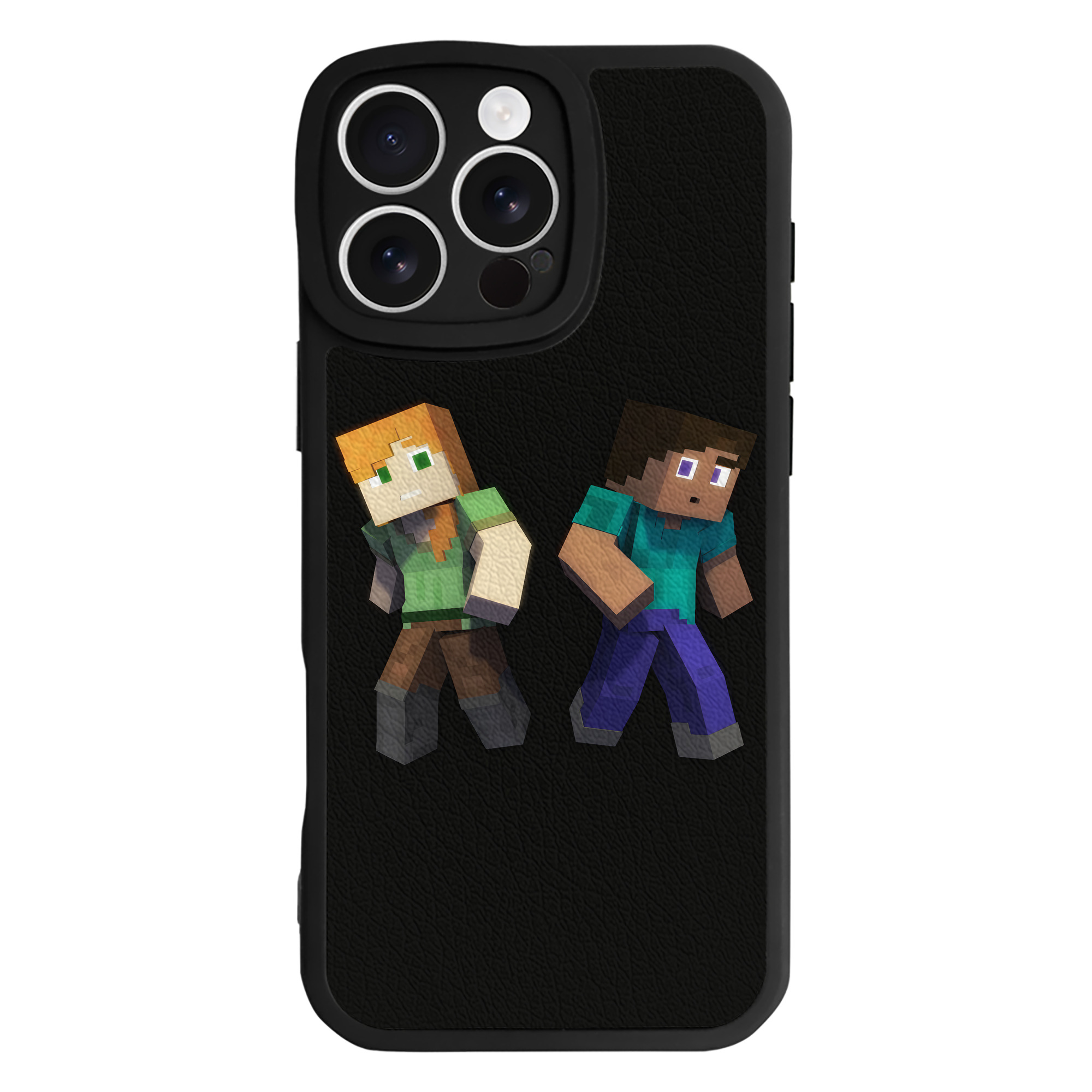 （画像用） マインクラフト ブロックの世界 Minecraft MC Block world 【iPhone 16シリーズ対応】シリコンスマホケース（レザー調） 材質：シリコン